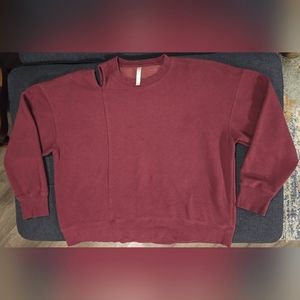 Fabletics Cozy Fleece Cut Out Oversized Sweatshirt Size XL Merlot Used